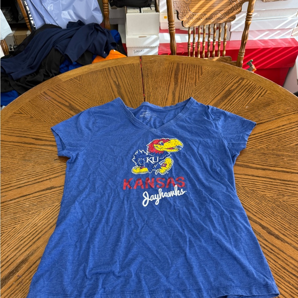 Campus Heritage  Blue Kansas Jayhawks Tee